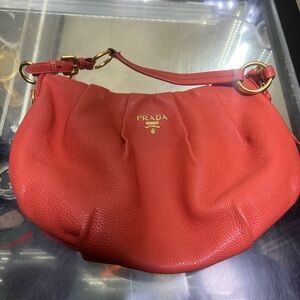 Prada Vitello Daino Hobo Bag in Orange Calf Leather